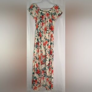 Mimi Chica Women's Pink and Green Sundress Flutter Sleeve Resort Wear Zize S